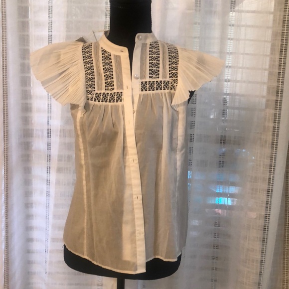 Rails Luella Cotton Shirt Flutter Sleeves - Picture 1 of 5